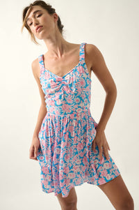 Sunny Saint-Tropez Floral Crepe Mini Sundress - ShopPromesa