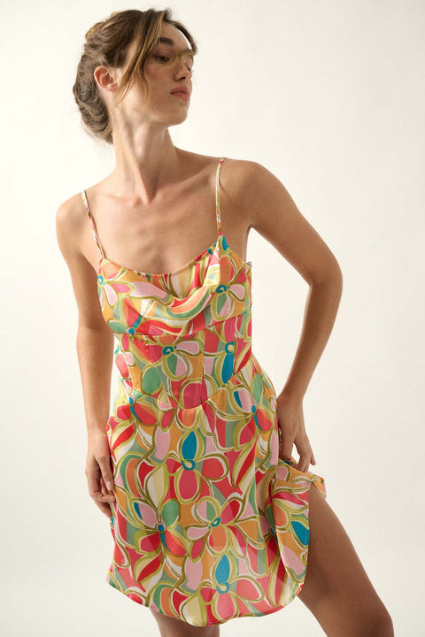 Dream of Me Floral Satin Corset Mini Dress - ShopPromesa