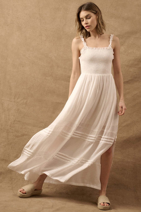 Pristine Beauty Smocked Open-Back Maxi Dress - ShopPromesa