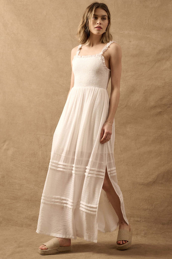 Pristine Beauty Smocked Open-Back Maxi Dress - ShopPromesa