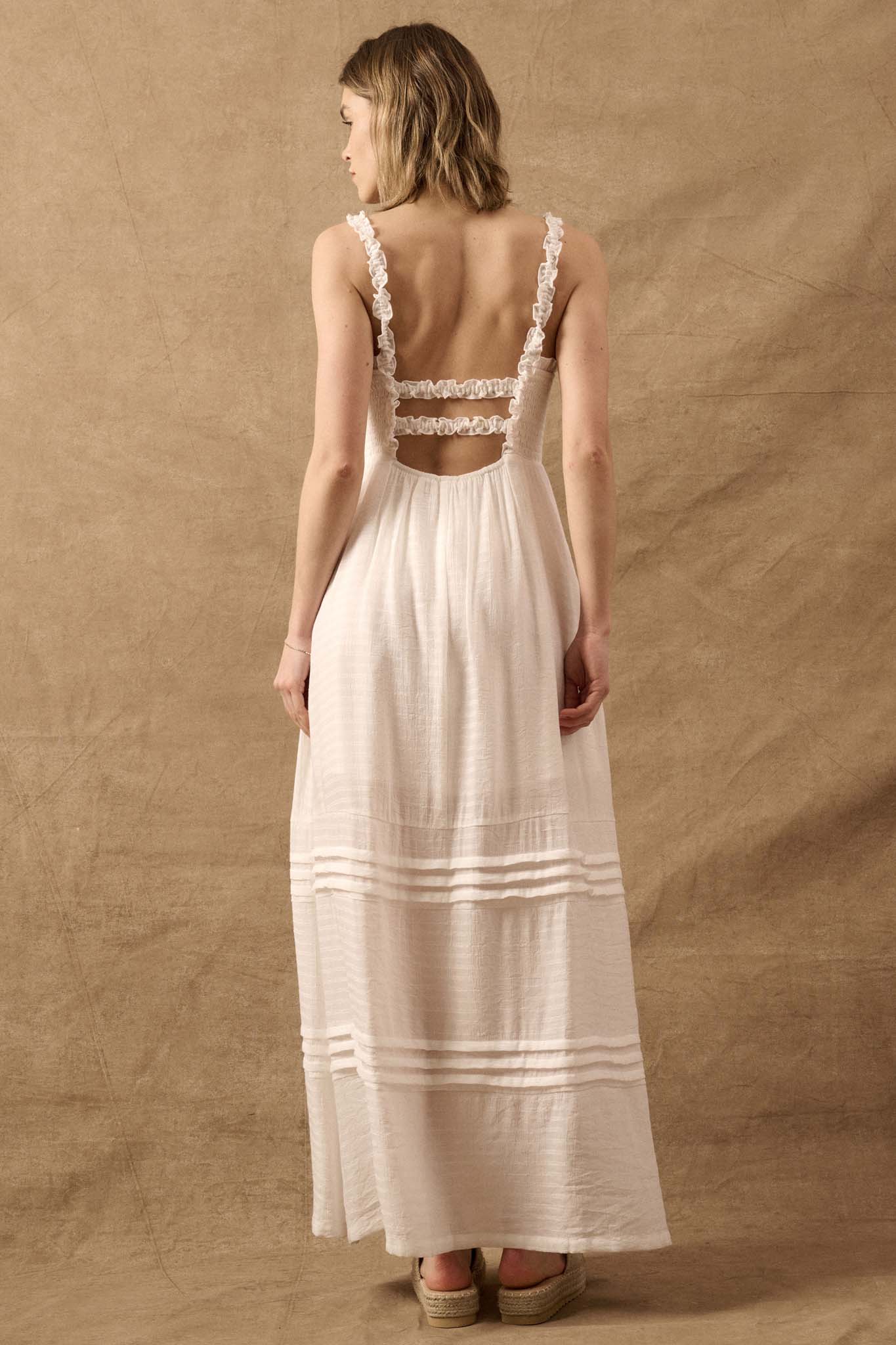 Pristine Beauty Smocked Open-Back Maxi Dress - ShopPromesa