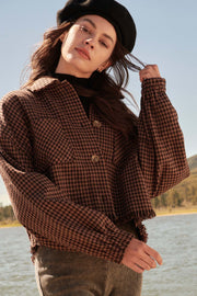 Huntress Houndstooth Frayed-Hem Shirt Jacket - ShopPromesa