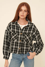 Opposites Attract Plaid Tweed Shirt Jacket - ShopPromesa