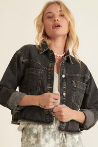 Too Much Fun Acid-Wash Cutoff Denim Jacket - ShopPromesa