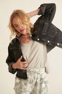 Too Much Fun Acid-Wash Cutoff Denim Jacket - ShopPromesa