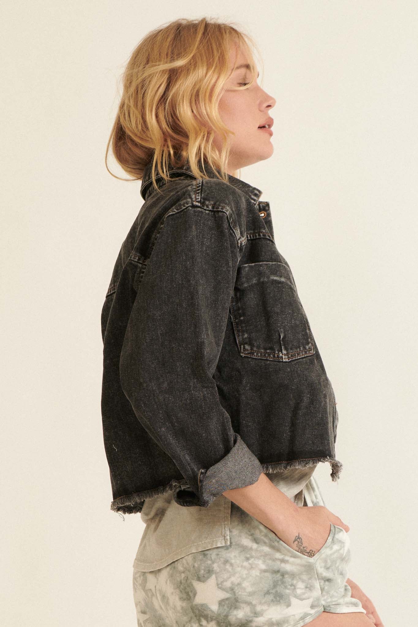 Too Much Fun Acid-Wash Cutoff Denim Jacket - ShopPromesa