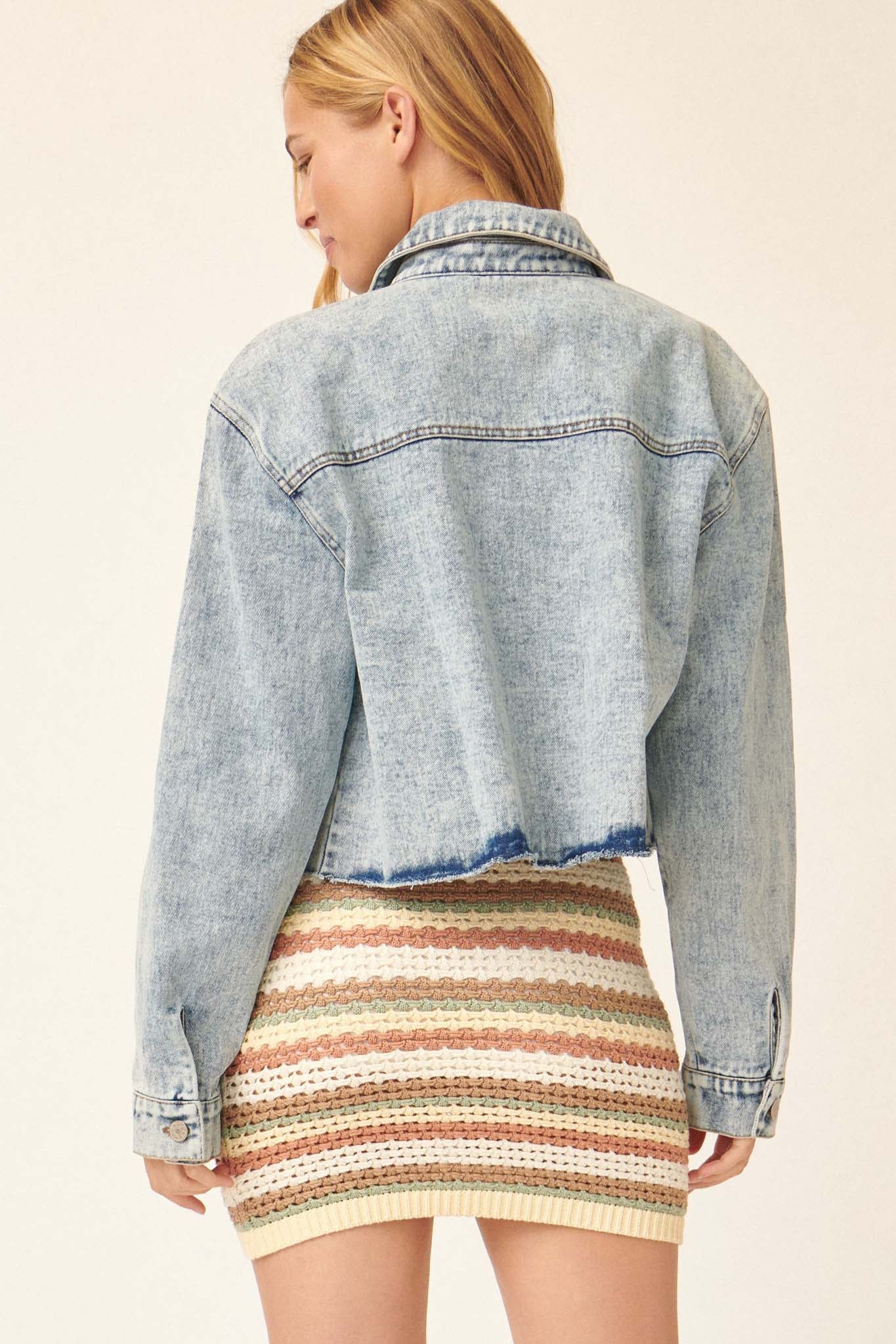 Too Much Fun Acid-Wash Cutoff Denim Jacket - ShopPromesa