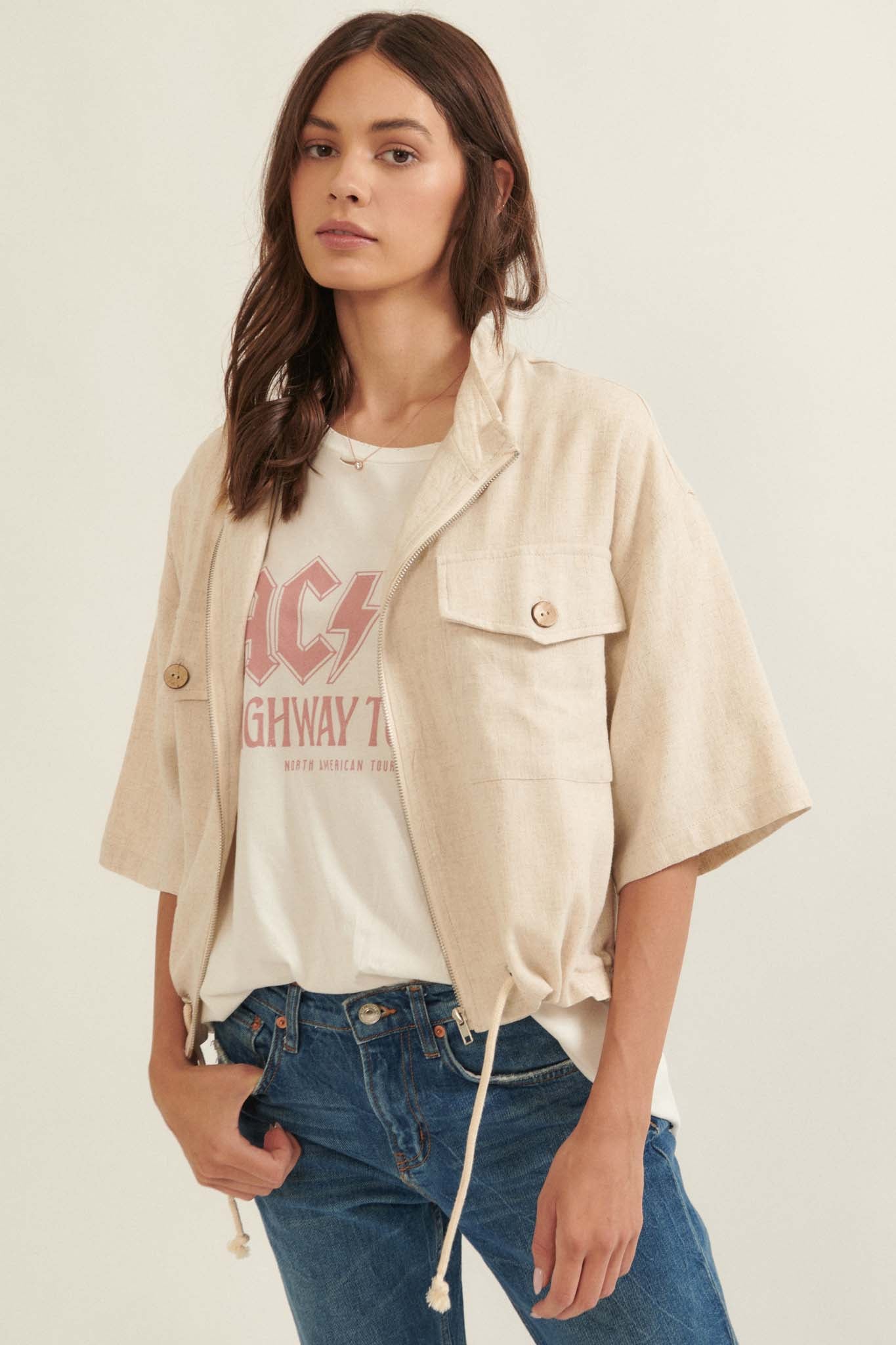 Adventure Awaits Short-Sleeve Drawstring Jacket - ShopPromesa