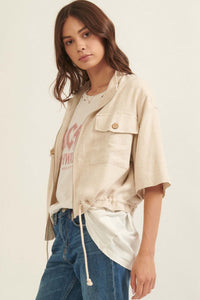 Adventure Awaits Short-Sleeve Drawstring Jacket - ShopPromesa