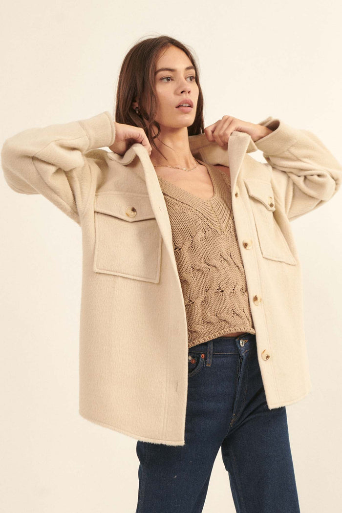 True North Oversized Brushed Felt Shirt Jacket - ShopPromesa