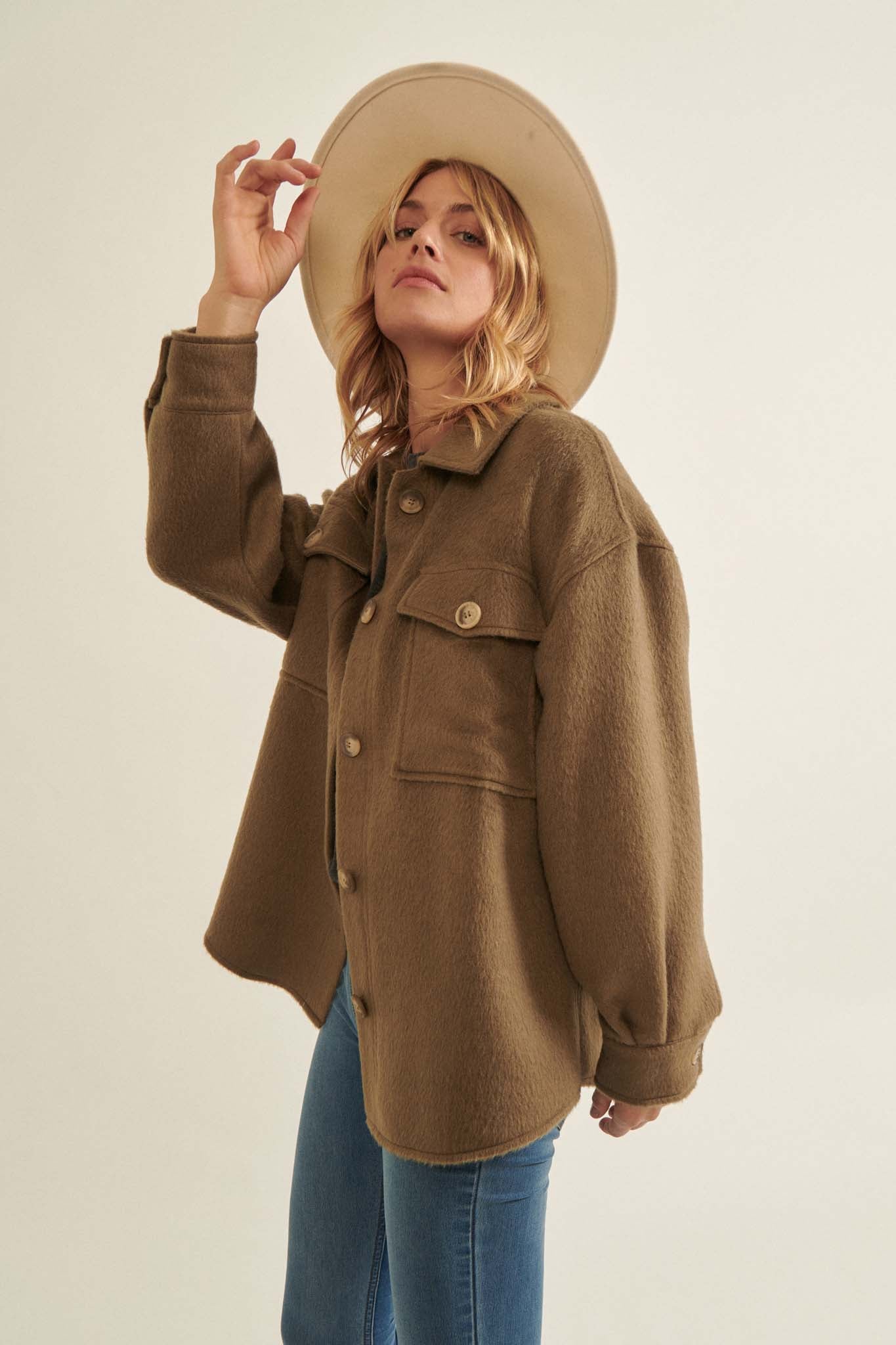 True North Oversized Brushed Felt Shirt Jacket - ShopPromesa