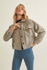 Here to Stay Herringbone Tweed Shirt Jacket - ShopPromesa