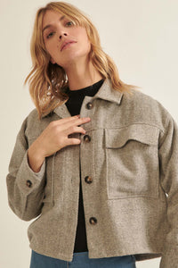 Here to Stay Herringbone Tweed Shirt Jacket - ShopPromesa