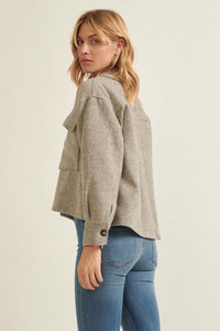 Here to Stay Herringbone Tweed Shirt Jacket - ShopPromesa