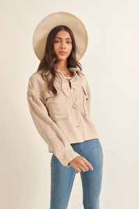 Here to Stay Herringbone Tweed Shirt Jacket - ShopPromesa