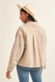 Here to Stay Herringbone Tweed Shirt Jacket - ShopPromesa