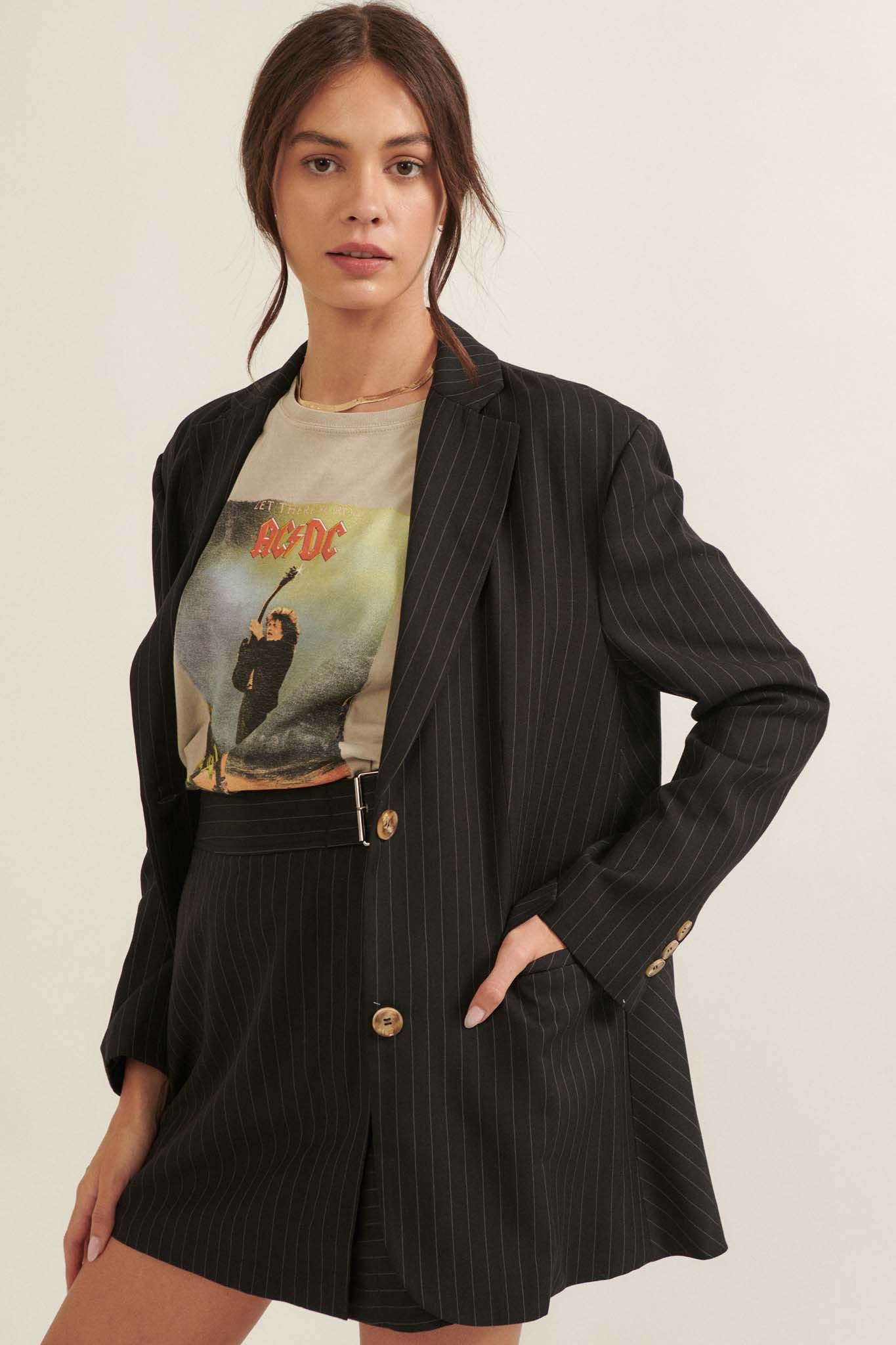 Executive Realness Oversized Pinstripe Blazer - ShopPromesa