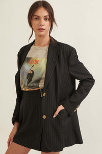 Executive Realness Oversized Pinstripe Blazer - ShopPromesa