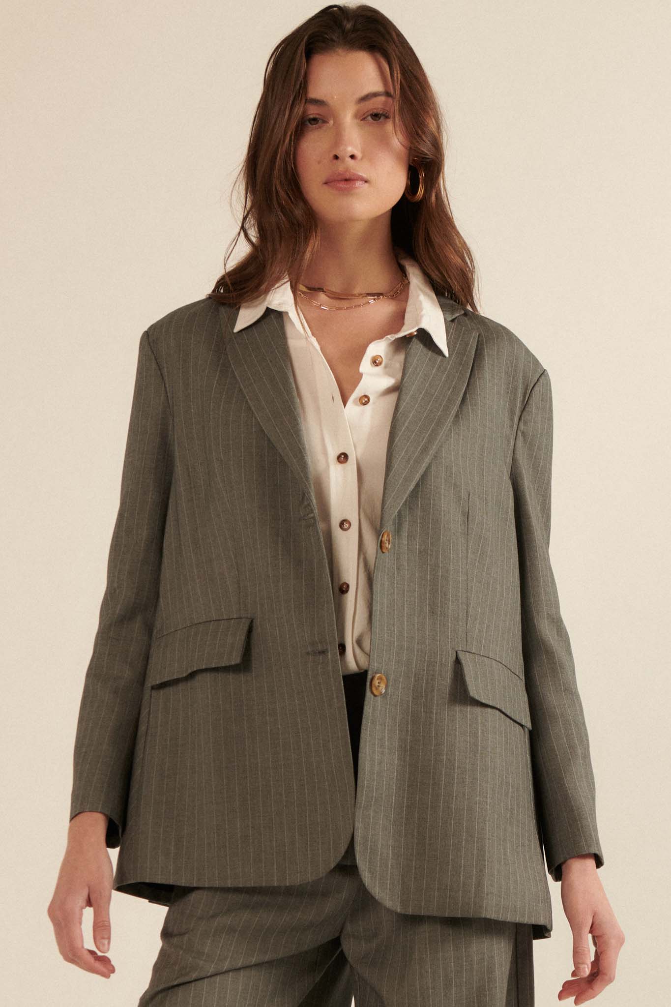 Executive Realness Oversized Pinstripe Blazer - ShopPromesa