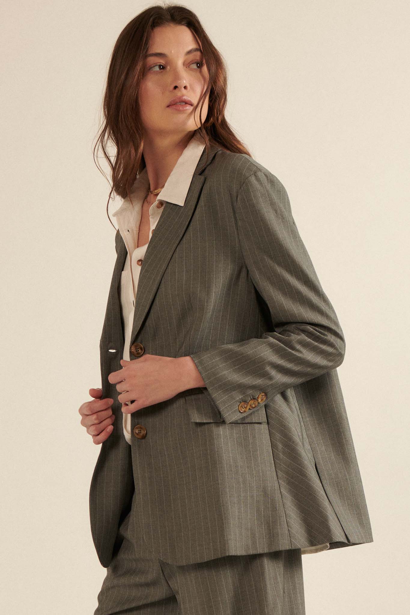 Executive Realness Oversized Pinstripe Blazer - ShopPromesa