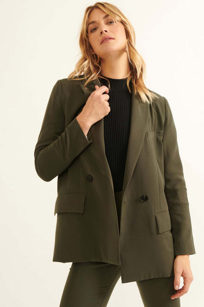 Game Changer Solid Double-Breasted Blazer - ShopPromesa