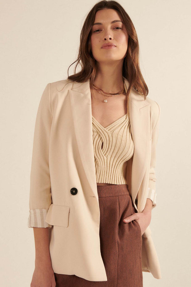 Game Changer Solid Double-Breasted Blazer - ShopPromesa