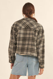 Finding Home Cropped Plaid Shirt Jacket - ShopPromesa
