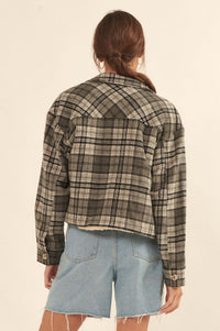 Finding Home Cropped Plaid Shirt Jacket - ShopPromesa