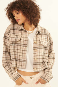 Finding Home Cropped Plaid Shirt Jacket - ShopPromesa