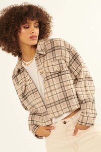 Finding Home Cropped Plaid Shirt Jacket - ShopPromesa