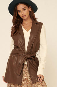 Vest in Show Belted Vegan Leather Vest - ShopPromesa