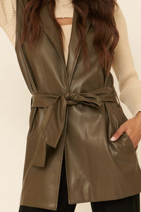 Vest in Show Belted Vegan Leather Vest - ShopPromesa