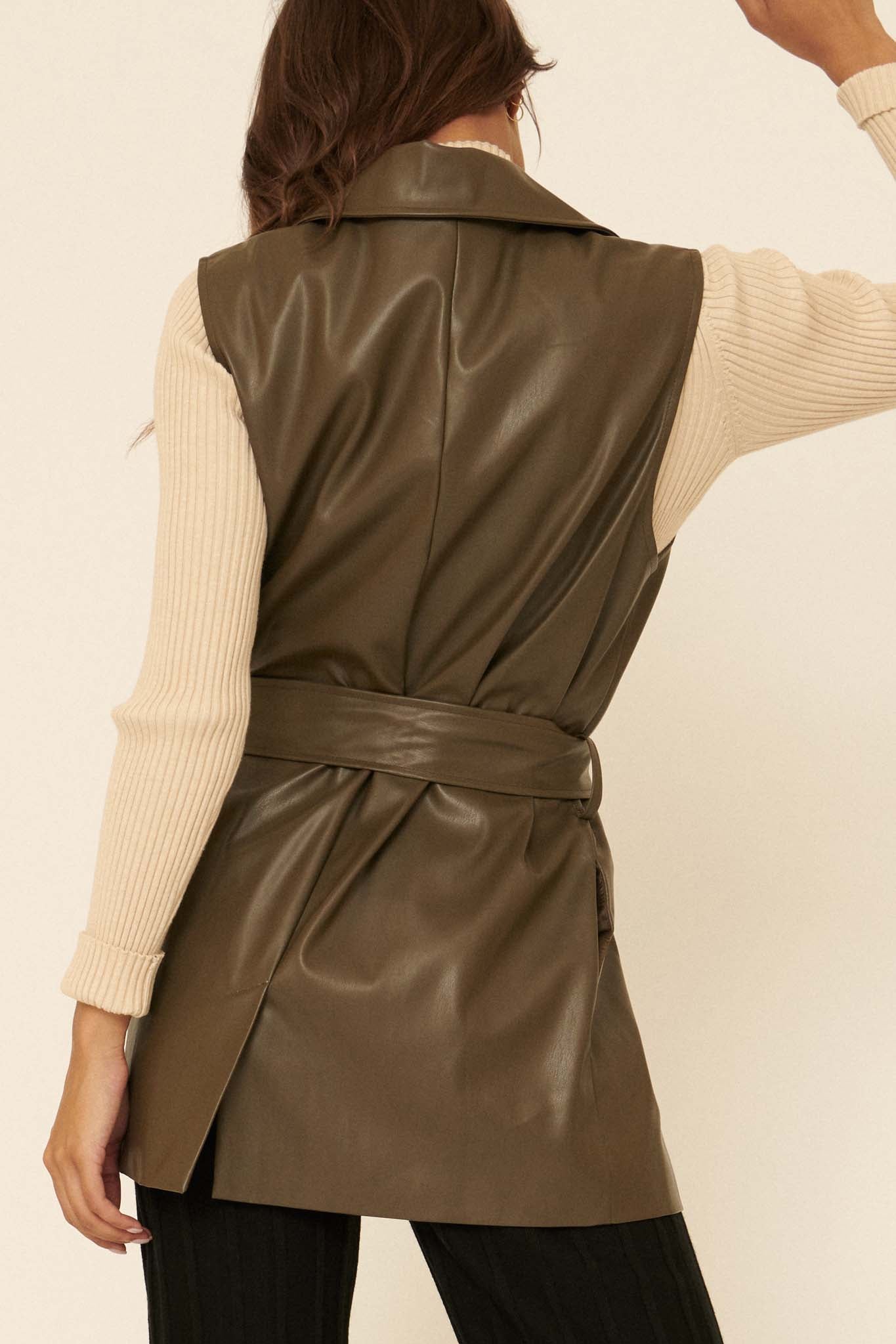 Vest in Show Belted Vegan Leather Vest - ShopPromesa