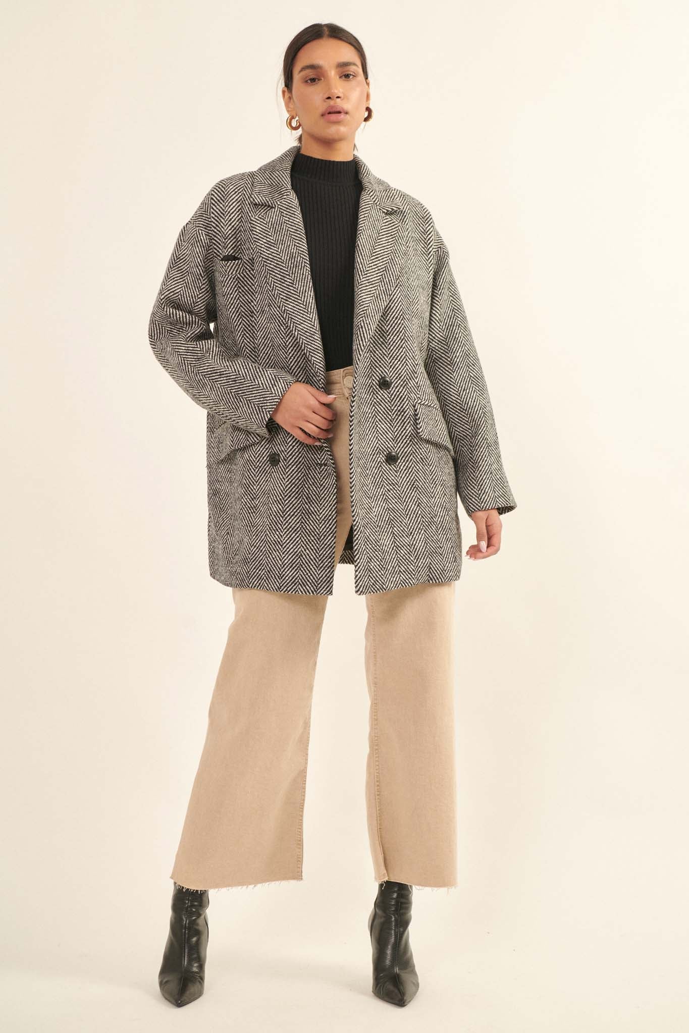 Ship Shape Double-Breasted Tweed Peacoat - ShopPromesa