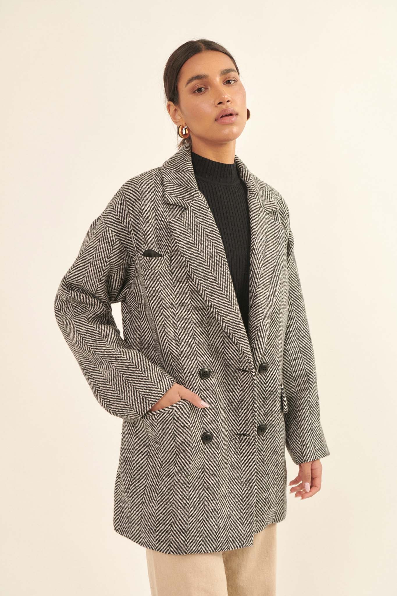 Ship Shape Double-Breasted Tweed Peacoat - ShopPromesa