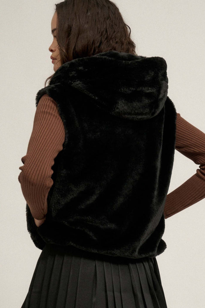 Bear With Me Faux Fur Hooded Vest - ShopPromesa