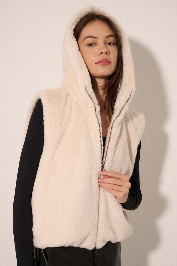 Bear With Me Faux Fur Hooded Vest - ShopPromesa