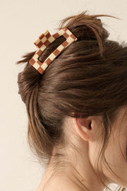 Ventura Cellulose Acetate Checkered Hair Claw - ShopPromesa