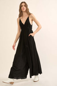 Last Resort Smocked Wide-Leg Halter Jumpsuit - ShopPromesa