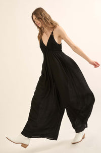 Last Resort Smocked Wide-Leg Halter Jumpsuit - ShopPromesa