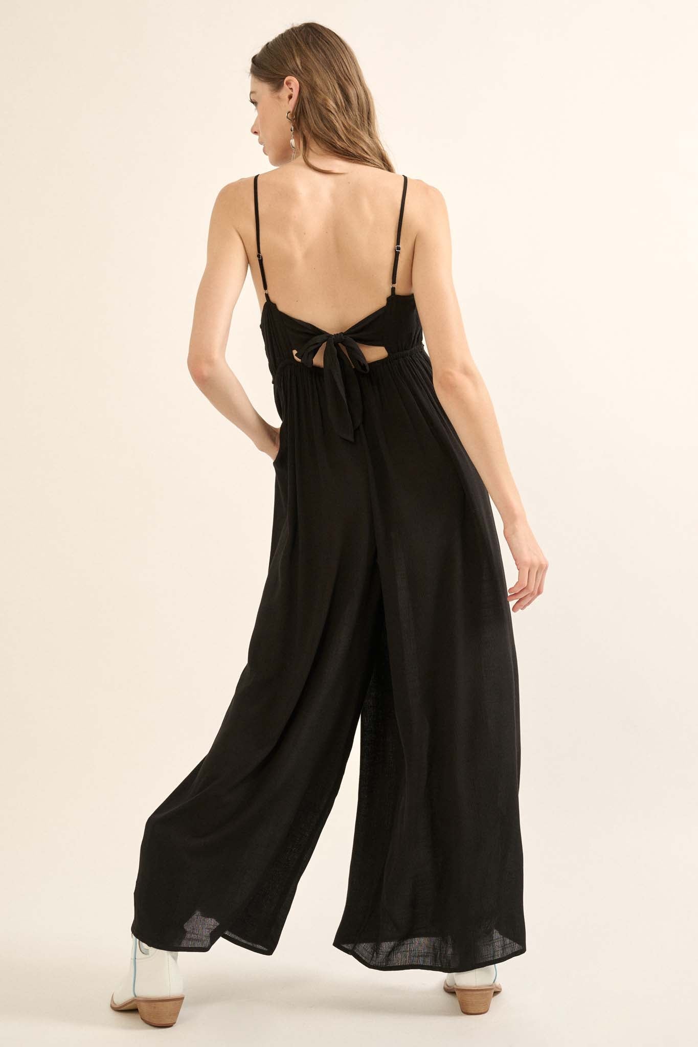 Last Resort Smocked Wide-Leg Halter Jumpsuit - ShopPromesa