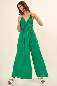 Last Resort Smocked Wide-Leg Halter Jumpsuit - ShopPromesa