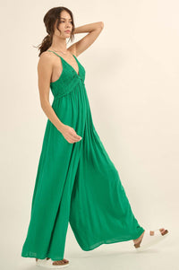 Last Resort Smocked Wide-Leg Halter Jumpsuit - ShopPromesa