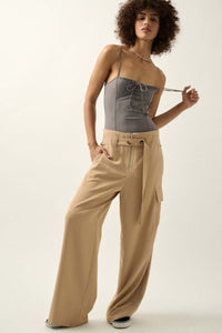 Take It in Stride Belted Wide-Leg Cargo Pants - ShopPromesa