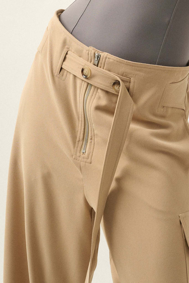 Take It in Stride Belted Wide-Leg Cargo Pants - ShopPromesa