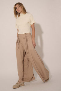 Large and In Charge Wide-Leg Lace-Up Pants - ShopPromesa