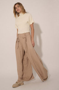 Large and In Charge Wide-Leg Lace-Up Pants - ShopPromesa