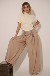 Large and In Charge Wide-Leg Lace-Up Pants - ShopPromesa