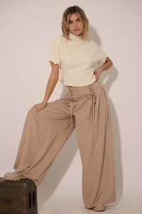 Large and In Charge Wide-Leg Lace-Up Pants - ShopPromesa