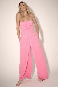 Smocked Jersey Wide-Leg Strapless Tube Jumpsuit - ShopPromesa